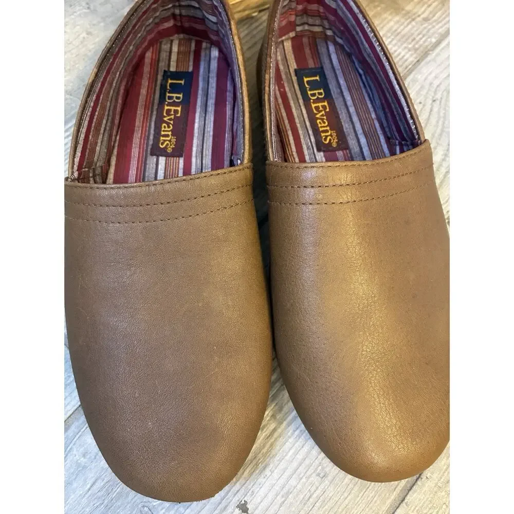L.B. Evans Aristocrat Opera Men's Slippers Size 8.5 EEE Extra Wide Brown Leather